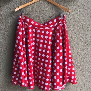 XL Red & white polka dot Minnie Mouse skater skirt